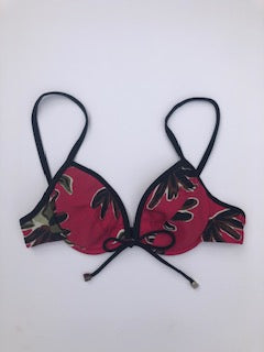 Red foliage print bikini top size medium