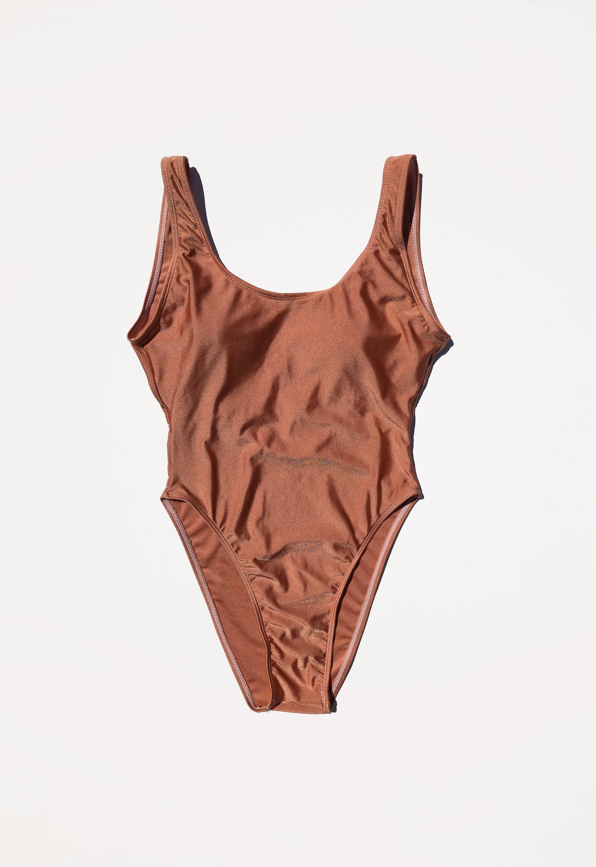 French-cut peach maillot size small – Minnow Bathers